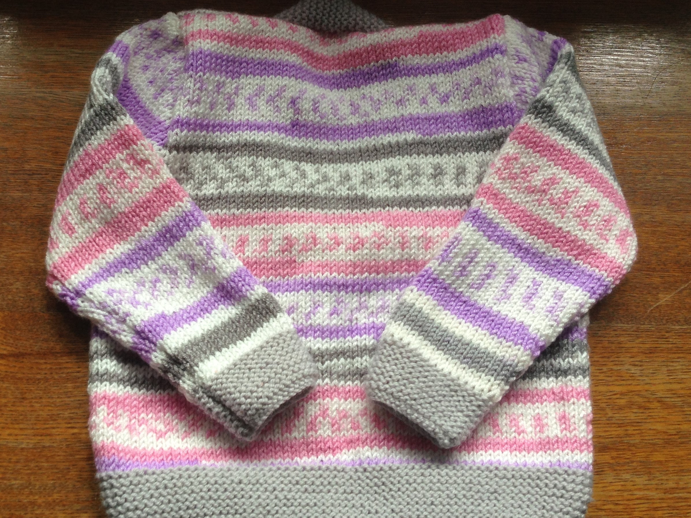 Girls Pink Collared Fair Isle Style Striped Jumper - Etsy UK
