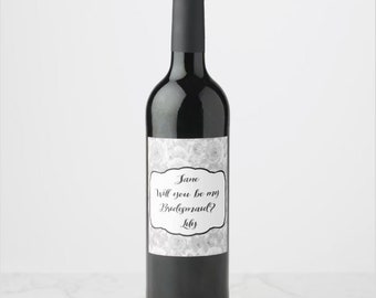 Bridesmaid Proposal, Will You Be My Bridesmaid Wine Label, Maid of Honor Wine Label, Bridesmaid Gift, Floral Proposal Wine Label Wedding