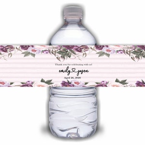 Wedding water bottle labels Custom waterproof water bottle labels waterproof ink - price includes personalization and printing