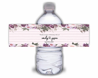 Wedding water bottle labels Custom waterproof water bottle labels waterproof ink - price includes personalization and printing