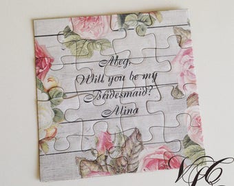 Rustic Personalized Bridesmaid proposal puzzle, Flower girl proposal, Will You Be My Bridesmaid puzzle, Ask Bridesmaid, Ask Flower girl card