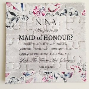 Ask Maid of Honor puzzle, Will you be my Maid of Honour puzzle, Bling Bridesmaid puzzle invitation, Ask Flowergirl, Flower Girl puzzle card image 4