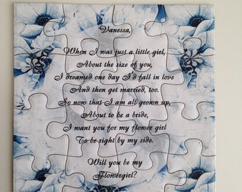 Will you be my Flower girl gift puzzle, Ask Maid of Honor puzzle proposal, Bridesmaid Invitation puzzle, Ask Bridesmaid card gift invitation