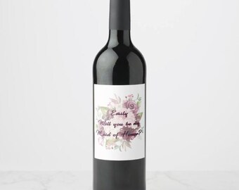 Will You Be My Bridesmaid Custom Wine Label Bridesmaid Proposal Bridesmaid Gift Maid of Honor Wine Label Proposal Wine Label Marsala Wedding