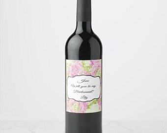 Bridesmaid Proposal, Will You Be My Bridesmaid Wine Label, Maid of Honor Wine Label, Bridesmaid Gift, Floral Proposal Wine Label Wedding