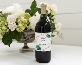 Bridesmaid Proposal gift, Will You Be My Bridesmaid Wine Label, Personalised Wine Label, Bridesmaid Gift, Custom Wine Label Wedding