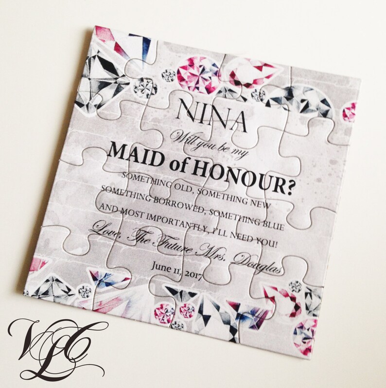 Ask Maid of Honor puzzle, Will you be my Maid of Honour puzzle, Bling Bridesmaid puzzle invitation, Ask Flowergirl, Flower Girl puzzle card image 2