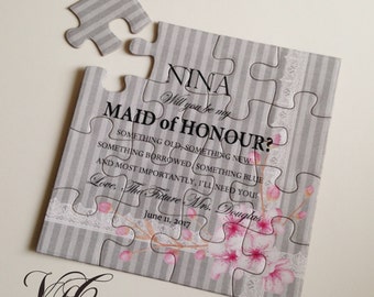 Will you be my Maid of Honor puzzle, Ask Maid of Honour puzzle, Bridesmaid puzzle invitation card, Will you be my Flower Girl puzzle card