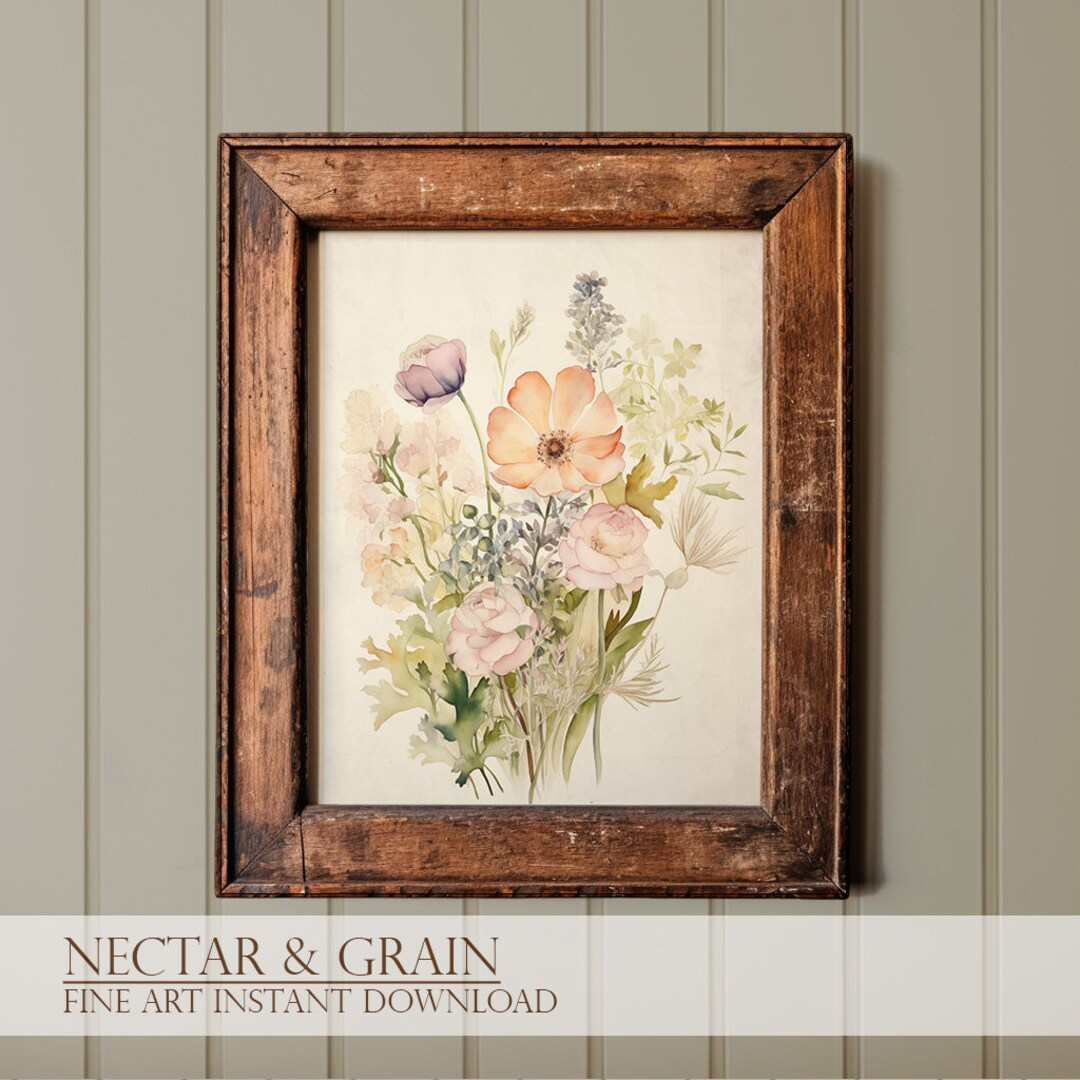 Watercolor Botanical Printable Fine Art Print, Image 2, Flower, Floral ...