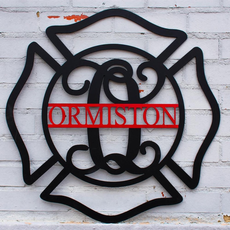 Custom Monogrammed Firefighter/'s Maltese Cross Door Hanger