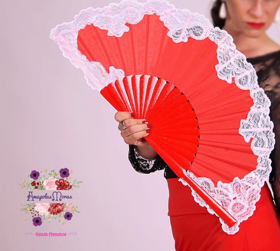 Spaanse flamenco waaier roze/wit (hout