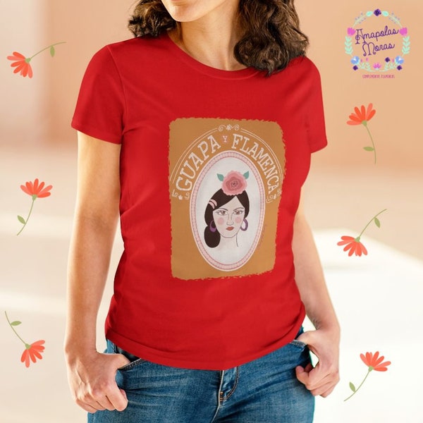 Guapa y Flamenca Women's heavy cotton T-shirt practice for Flamenco Gypsy Dancers