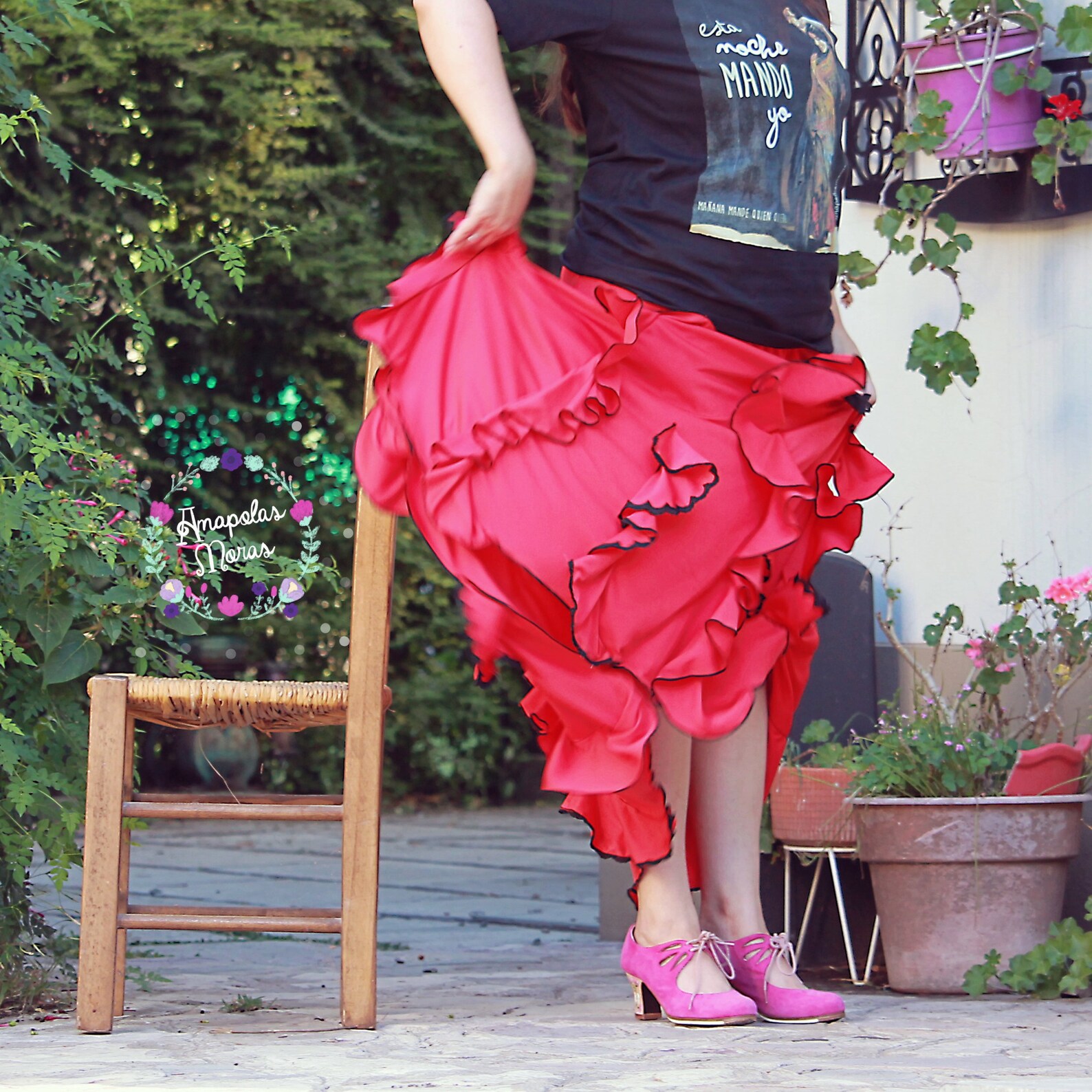 Red Flamenco Skirt Ruffled and Lace Spanish Flamenco Dance Etsy