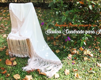 Mantón Plain Silk spanish flamenco- Hand Made - silk piano shawl, dancewear, parties dress