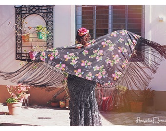 Silk piano shawl Mantón for spanish flamenco dance , dancewear, parties dress