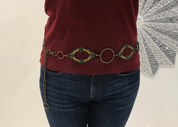 Boho belt, chain link belt, vintage belts, 70's at