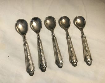vintage tea spoons coffee spoon espresso spoons demitasse Made in Italy LBL Italy Silverplate Diamond Arrows Fan Tip