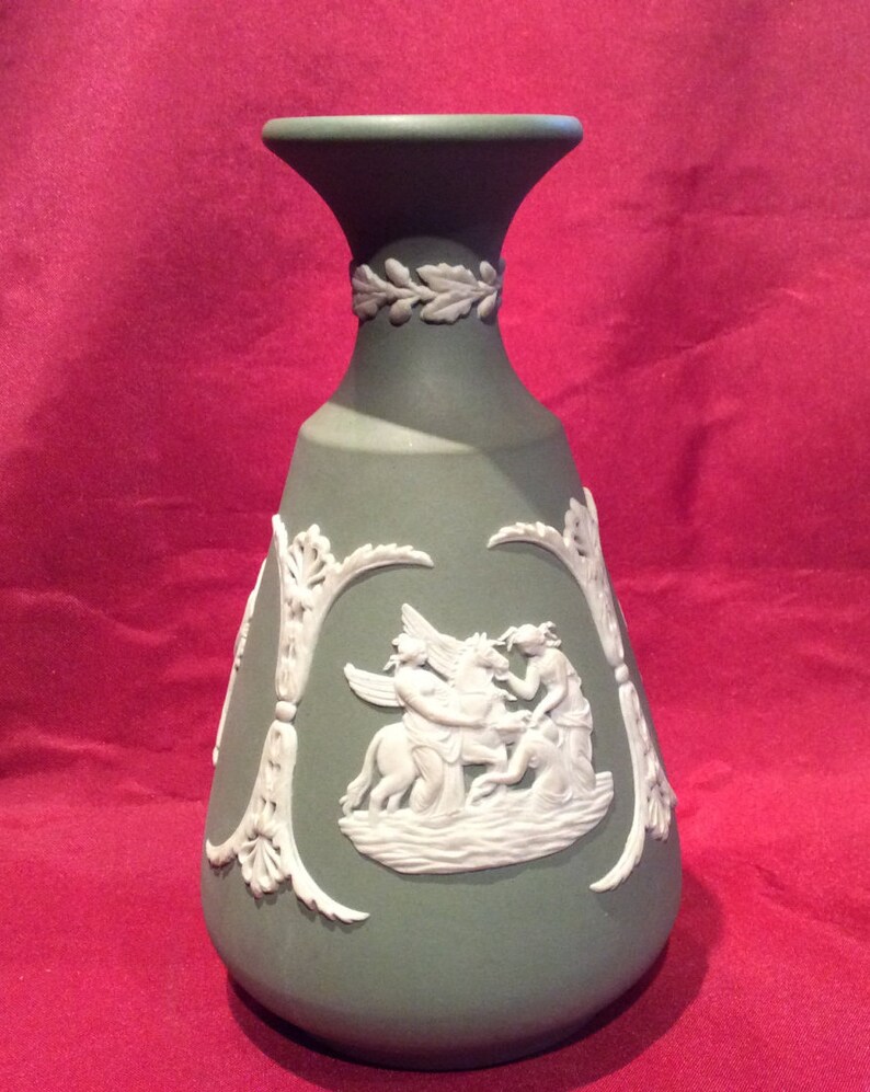 Wedgwood Green Jasper ware bud vase 1972 Wedgwood 4 10 Etsy