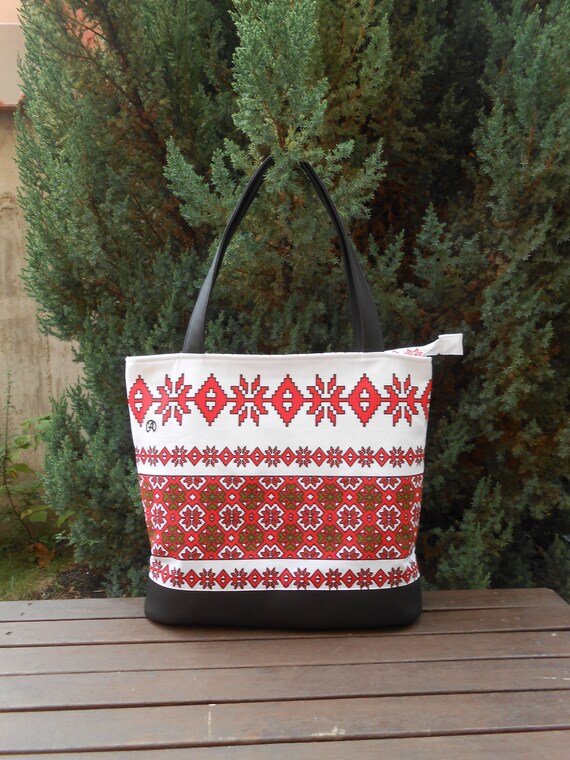 Hand Painted Bulgaria Traditional Dress Cotton Tote Bag,Bulgarian Tote Bag,Folk tote bag,Traditional Bulgarian Bag,Bag Folk Art,Folklore Art 