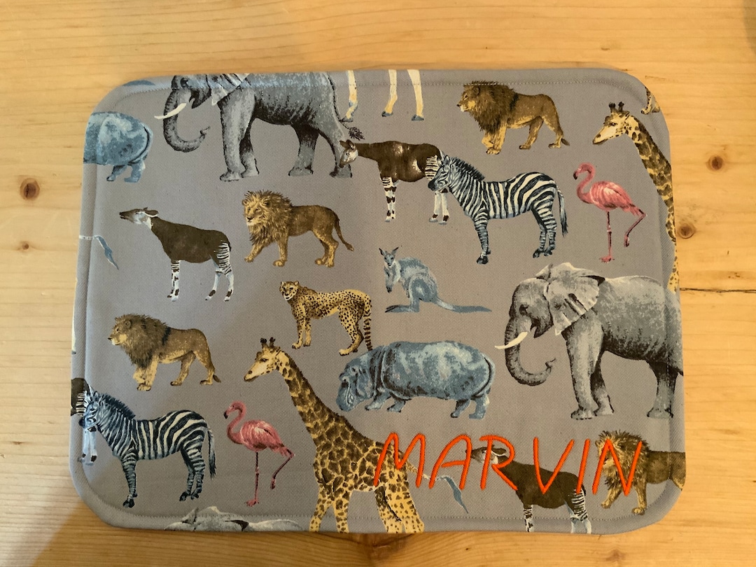 Placemats With Names Wild Animals Lion Elephant Giraffe Etsy