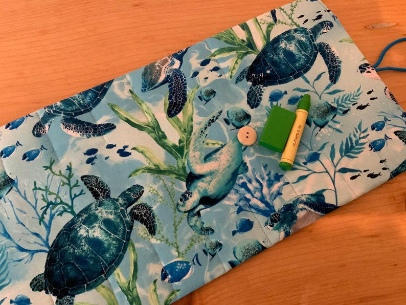 Roll case for wax crayons for Waldorf school turtles image 3