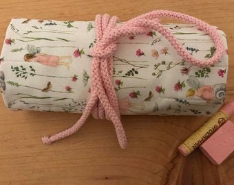 Roll case for wax crayons with fabric by Daniela Drescher