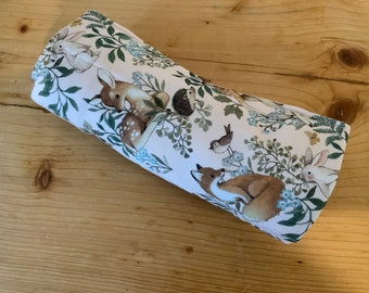 Roll-up pencil case for wax crayons colorful wild animals fox squirrel bear SINGLE PIECE