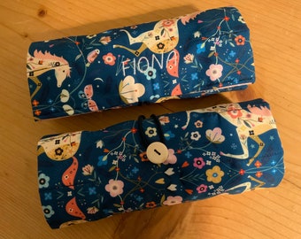 Waldorf roll case for wax crayons unicorns