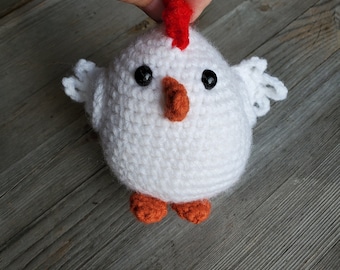 Crochet chicken, amigurumi hen, plush rooster