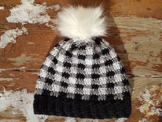 Crochet Black and White Buffalo Plaid 