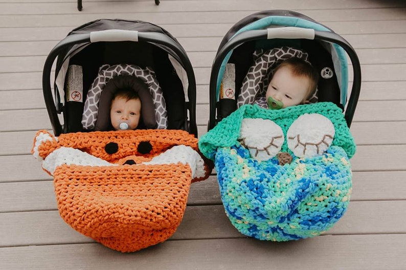 Crochet car seat cozy car seat blanket fox bear or owl car Etsy
