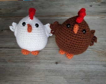 Crochet chicken, amigurumi hen, plush rooster