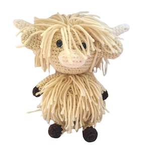 Crochet highland cow, stuffed toy bull