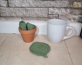 Leaf coaster set with pot, real pot leaf mug rugs