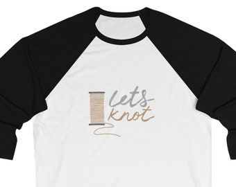 lets knot baseball shirt, macrame shirt, macrame tshirt, unisex 3/4 sleeve baseball tee, macrame tee, macrame baseball shirt, macrame gift