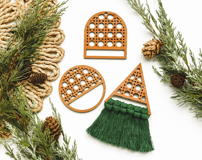 macrame rattan ornament set