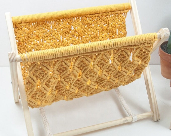 Macrame Magazine Holder Stand, Diy Macrame Magazine Holder, Magazine
