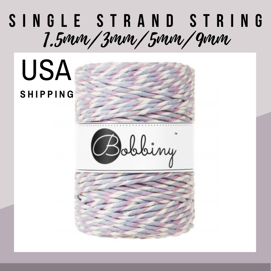 5mm RECYCLED COTTON, Single Strand Macrame Cord