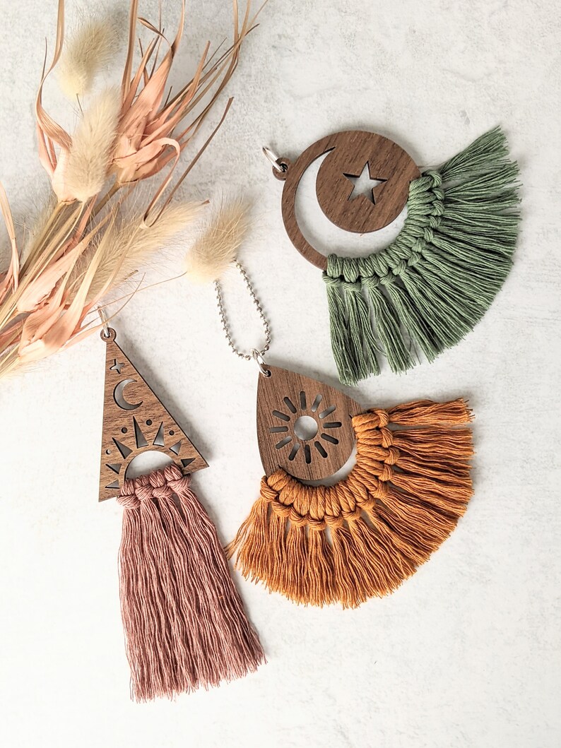 Diy Macrame Mirror Charms Macrame Findings Macrame Rear View Etsy