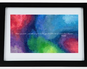 Rumi Love Quote Watercolor Art Print, Inspirational Universe Artwork (Digital Download)