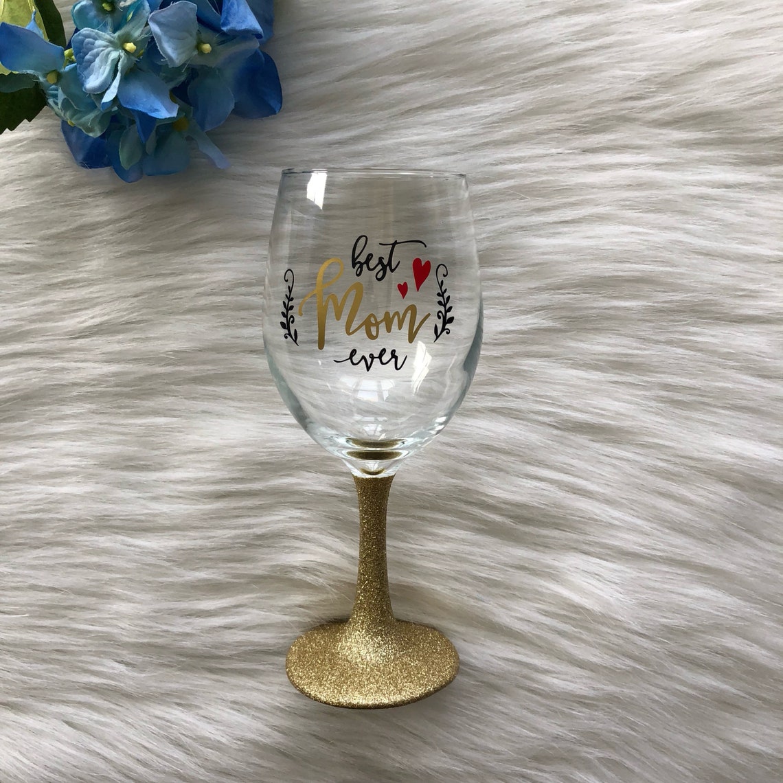 Best Mom Ever Glitter Dipped Wine Glass // Mom Gift // Glitter Etsy
