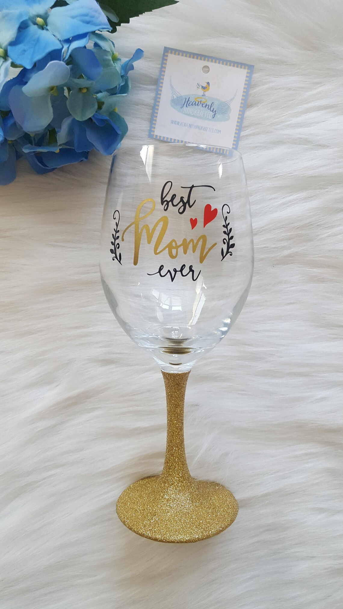 Best Mom Ever Glitter Dipped Wine Glass // Mom Gift // Glitter Etsy