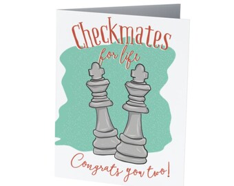 CHECK- MATES for life! Two kings. LGBTQ+  Shower / Wedding card