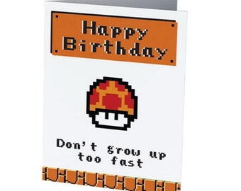 NINTENDO MUSHROOM   Funny Birthday Card