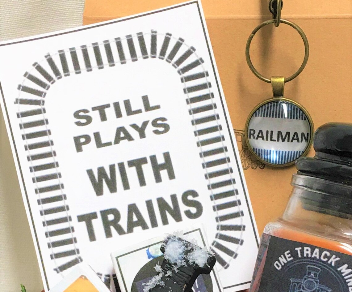 TRAIN GIFT BOX rr Keychain Railroad Sign Railman Greeting Card Etsy