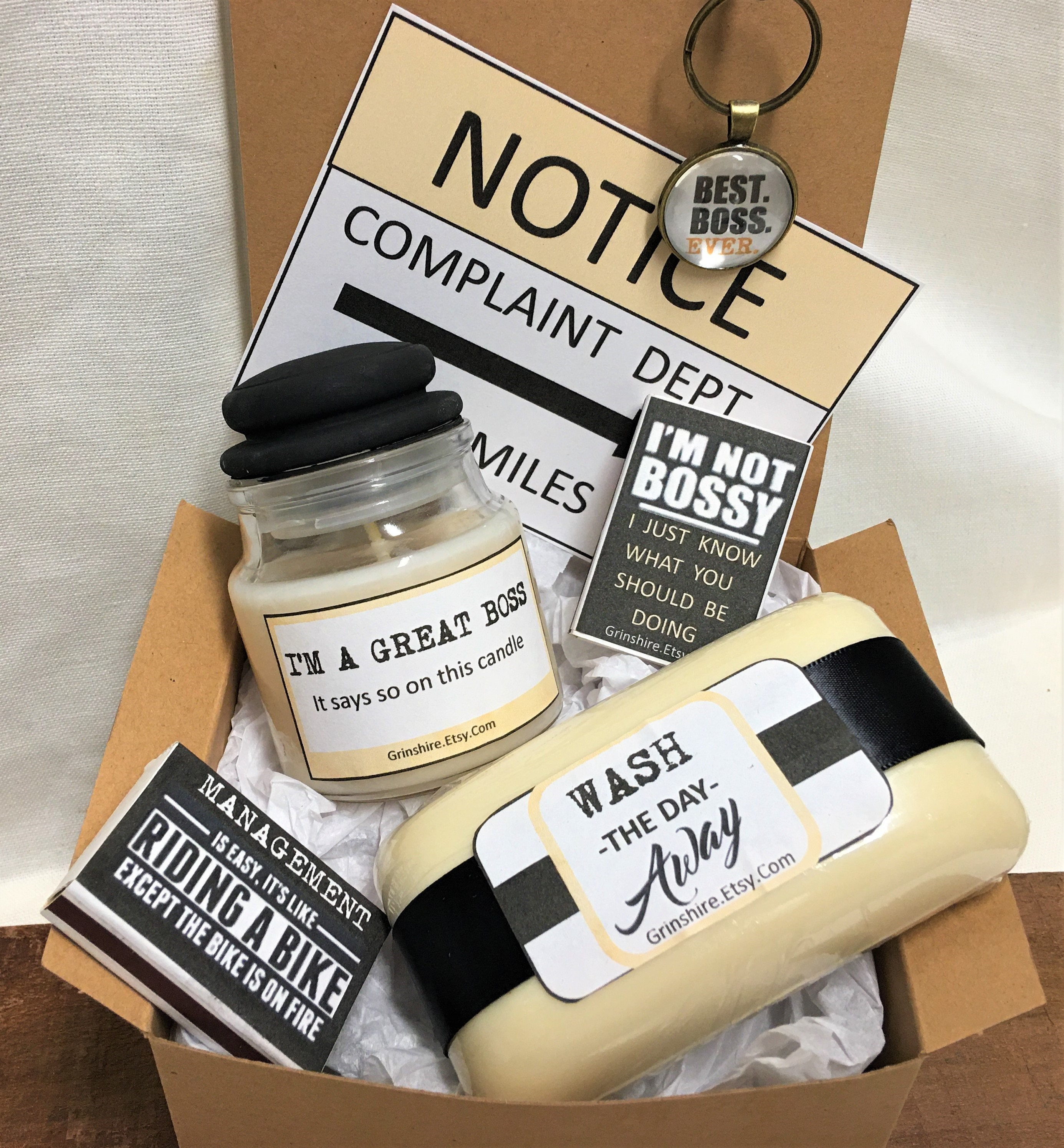Gift for BOSS GIFT BOX Best Boss Candle Retirement Keychain Etsy