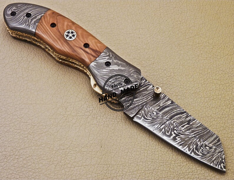 Damascus Folding Knife Custom Handmade Damascus Steel Folding Etsy