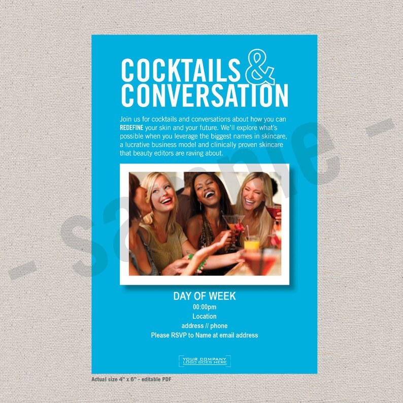 Cocktails & Conversation // Invite // Postcard Flyer // Etsy