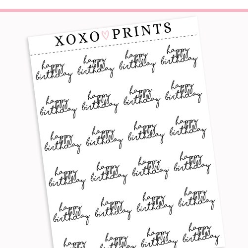 Happy Birthday Mini Script Stickers Small Stickers Etsy