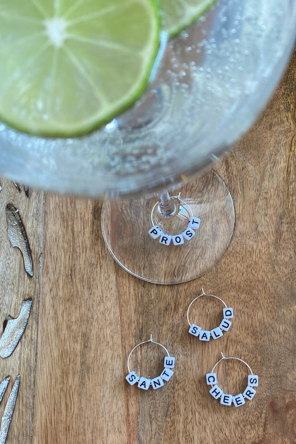 Cheers Wine Glass Charms Wine Glass Identifiers Set Etsy